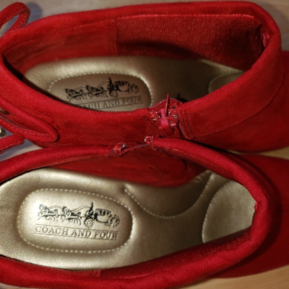 Coach and Four Red Suede Bootie - Picture 2 of 5